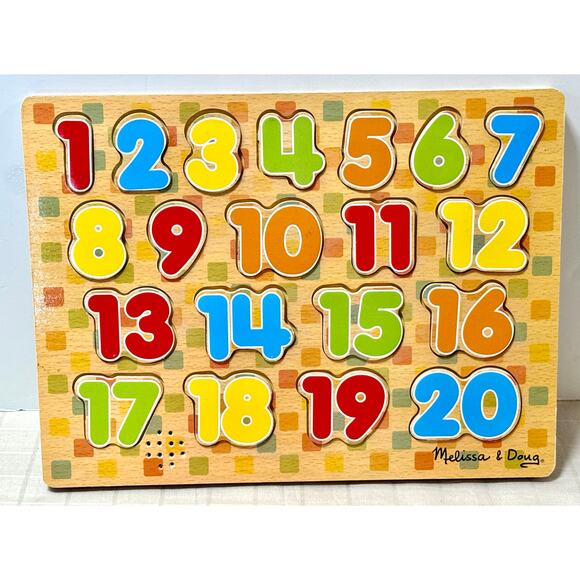 Melissa & Doug Numbers Sound Puzzle 0-20 wooden counting peg puzzle tested works - Picture 1 of 4